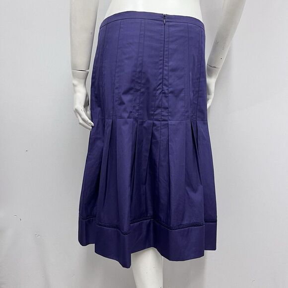 Akris Punto Pleated Skirt 100% Cotton Crochet Detail Size F 46 US‎ 14 - Picture 3 of 8